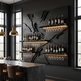 Averune Sculpted Relief-Panel Handcrafted Floating Wine Shelf by Timberustic — overall product view