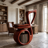 Cadenzia Musical Note Sculpted Handcrafted Record Player Stand With Storage Mahogany - Timberustic Record Player Stand With Storage