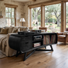 Cadovra Rounded Sculpted Handcrafted Record Player Stand With Storage Black - Timberustic Record Player Stand With Storage