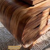 Cadovra Rounded Sculpted Handcrafted Record Player Stand With Storage - Timberustic Record Player Stand With Storage