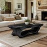 Caelora Live Edge Sculpted Coffee Table by Timberustic — Black finish