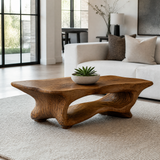 Caelora Live Edge Sculpted Coffee Table by Timberustic — Brown finish