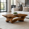Caelora Live Edge Sculpted Coffee Table by Timberustic — Brown finish