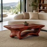 Caelora Live Edge Sculpted Coffee Table by Timberustic — Mahogany finish