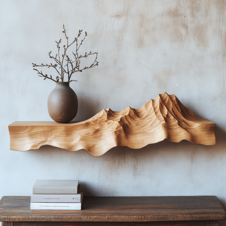 Caelridge Sculpted Topographic Mountain Handcrafted Floating Shelf - Timberustic Floating Shelf