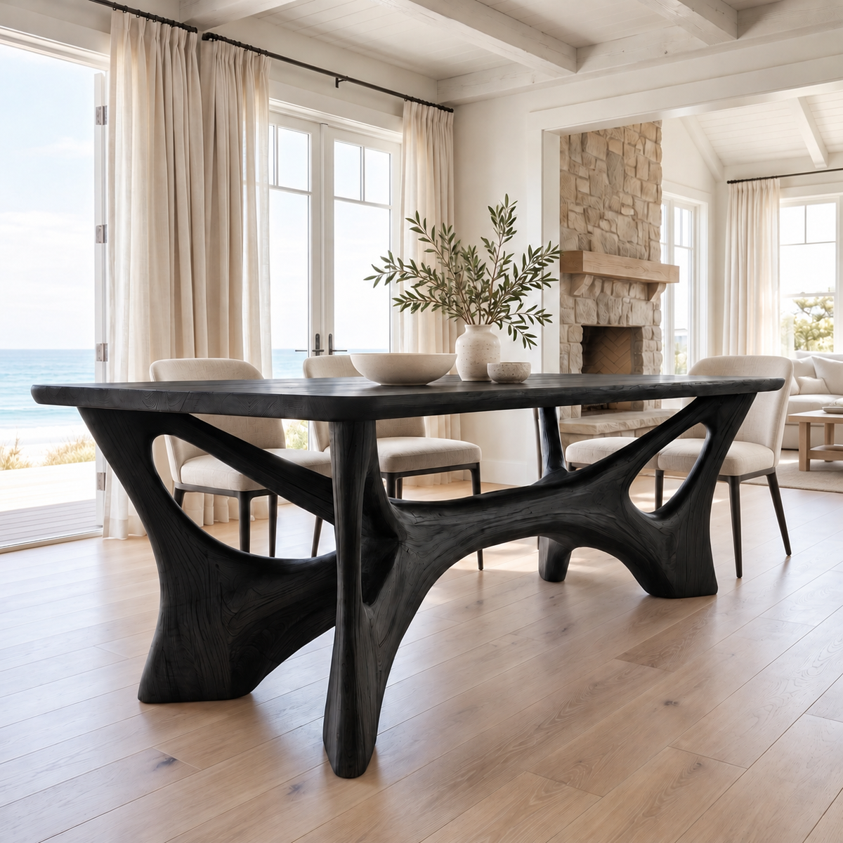 Caelvane Sculpted Branch Base Handcrafted Dining Table Black - Timberustic Dining Table