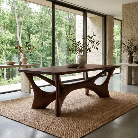 Caelvane Sculpted Branch Base Handcrafted Dining Table Dark Walnut - Timberustic Dining Table