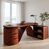 Caelvara Sculpted Arch Handcrafted Desk with Drawers Mahogany - Timberustic Desk With Drawers
