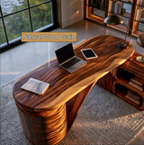 Caelvara Sculpted Arch Handcrafted Desk with Drawers - Timberustic Desk With Drawers