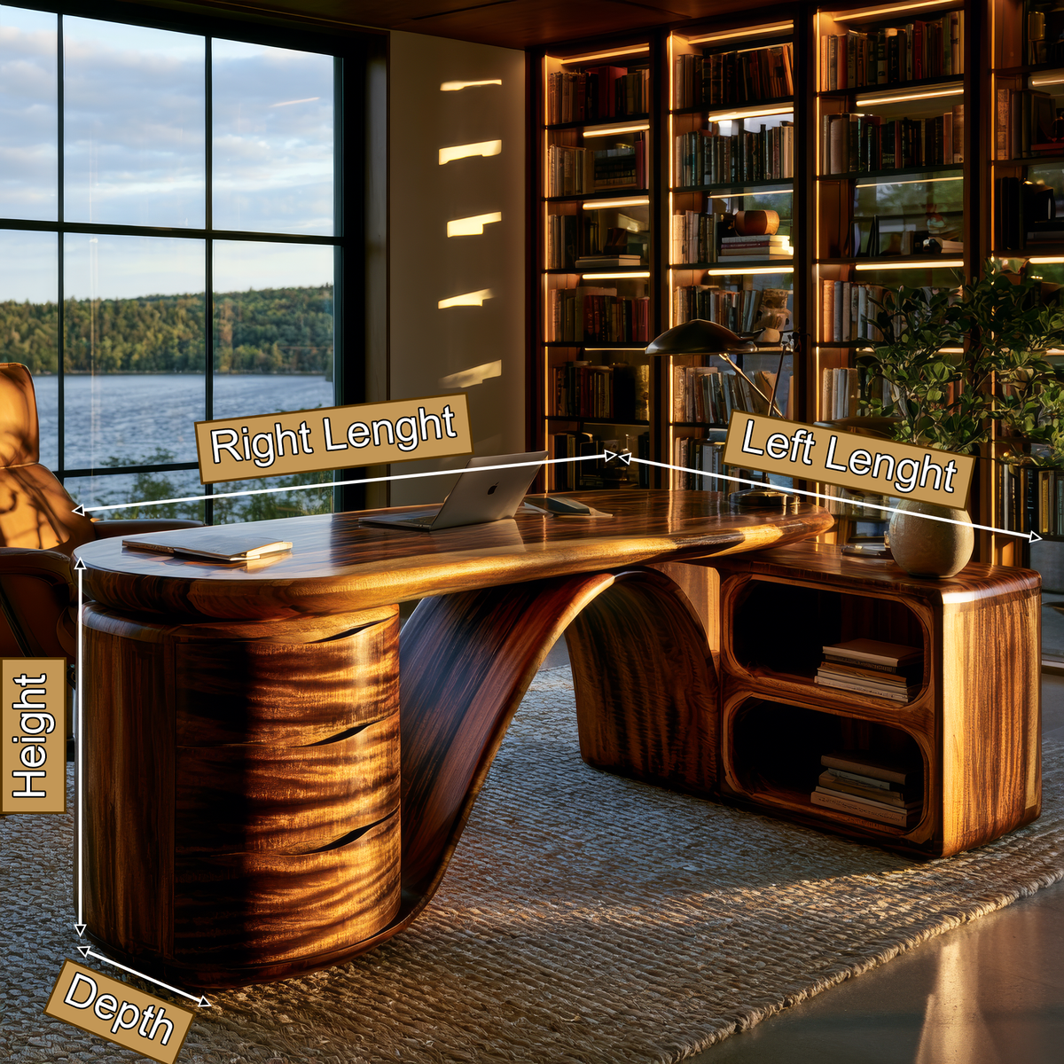Caelvara Sculpted Arch Handcrafted Desk with Drawers - Timberustic Desk With Drawers