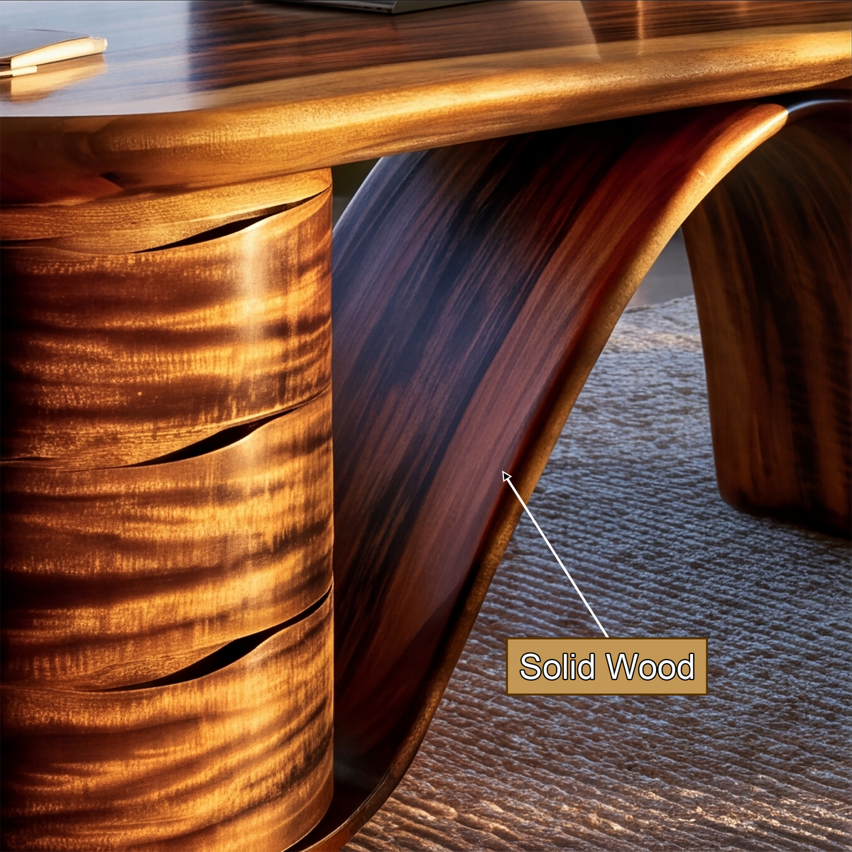 Caelvara Sculpted Arch Handcrafted Desk with Drawers - Timberustic Desk With Drawers