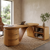 Caelvara Sculpted Arch Handcrafted Desk with Drawers Teak - Timberustic Desk With Drawers