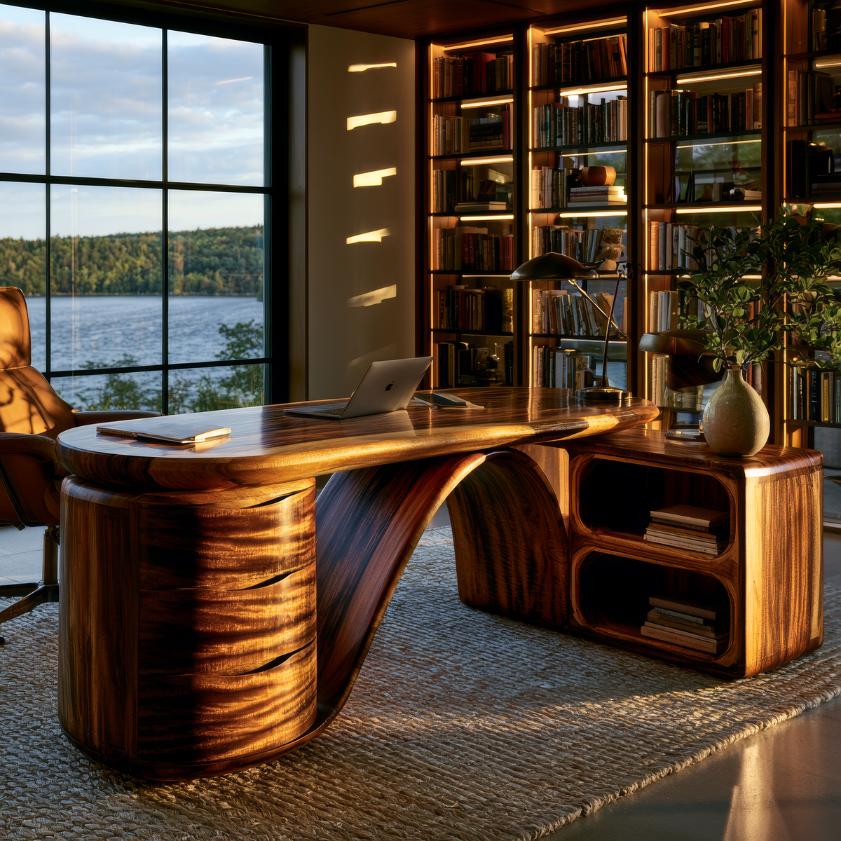 Caelvara Sculpted Arch Handcrafted Desk with Drawers - Timberustic Desk With Drawers