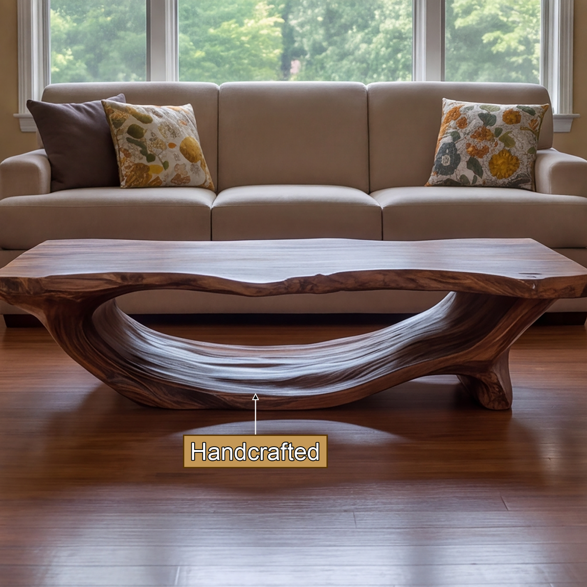Caelvero Live Edge Sculpted Coffee Table by Timberustic — handcrafted details