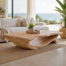Caelvero Live Edge Sculpted Coffee Table by Timberustic — Natural Oak finish