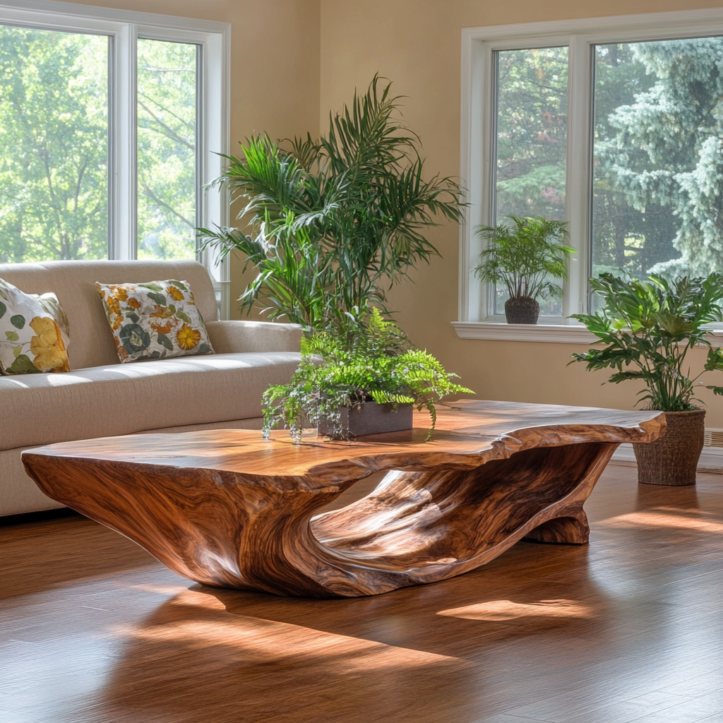 Caelvero Live Edge Sculpted Coffee Table by Timberustic — overall product view