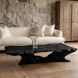 Caelvora Live Edge Sculpted Coffee Table by Timberustic — Black finish