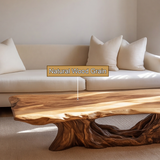 Caelvora Live Edge Sculpted Coffee Table by Timberustic — natural wood grain detail