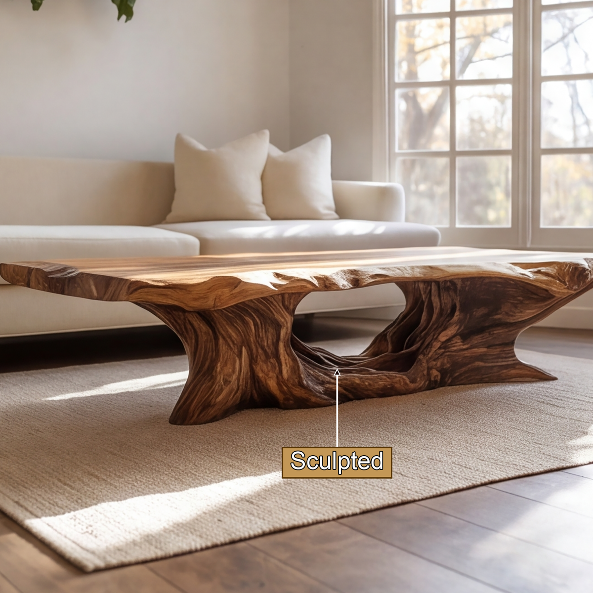 Caelvora Live Edge Sculpted Coffee Table by Timberustic — product detail view 4