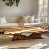 Caelvora Live Edge Sculpted Coffee Table by Timberustic — product dimensions