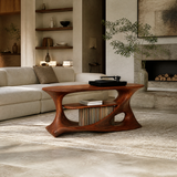 Caevorin Flowing Sculpted Handcrafted Record Player Stand With Storage Mahogany - Timberustic Record Player Stand With Storage