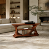 Caevorin Flowing Sculpted Handcrafted Record Player Stand With Storage Mahogany - Timberustic Record Player Stand With Storage