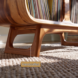Caldova Sculpted Rounded Frame Handcrafted Record Player Stand With Storage - Timberustic Record Player Stand With Storage