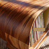 Caldova Sculpted Rounded Frame Handcrafted Record Player Stand With Storage - Timberustic Record Player Stand With Storage