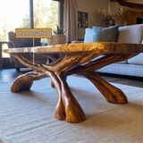 Caldrava Live Edge Sculpted Coffee Table by Timberustic — handcrafted details