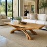 Caldrava Live Edge Sculpted Coffee Table by Timberustic — Natural Oak finish