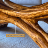 Caldrava Live Edge Sculpted Coffee Table by Timberustic — natural wood grain detail