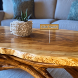 Caldrava Live Edge Sculpted Coffee Table by Timberustic — solid wood detail