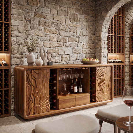 Calvessa Solid Wood Handcrafted Wine Cabinet Brown - Timberustic Wine Cabinet