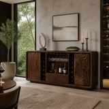 Calvessa Solid Wood Handcrafted Wine Cabinet by Timberustic — Dark Walnut finish