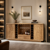 Calvessa Solid Wood Handcrafted Wine Cabinet by Timberustic — Natural Oak finish