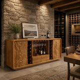 Calvessa Solid Wood Handcrafted Wine Cabinet by Timberustic — Teak finish