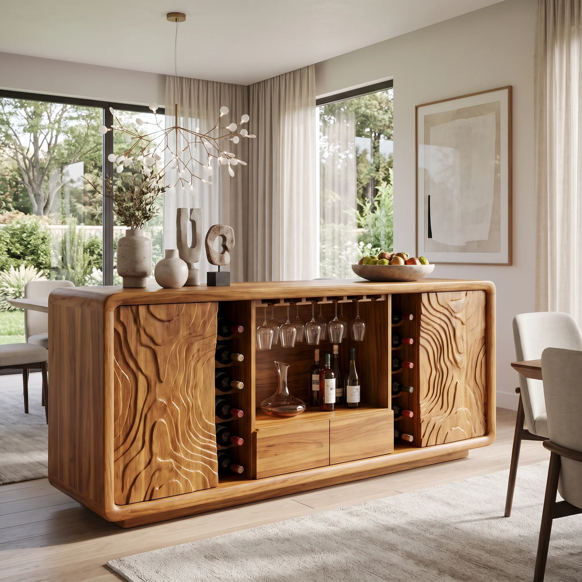 Calvessa Solid Wood Handcrafted Wine Cabinet by Timberustic — overall product view