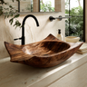 Calyra Raised-Corner Sculpted Handcrafted Vessel Sinks Brown - Timberustic Vessel Sinks