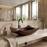 Calyra Raised-Corner Sculpted Handcrafted Vessel Sinks Dark Walnut - Timberustic Vessel Sinks