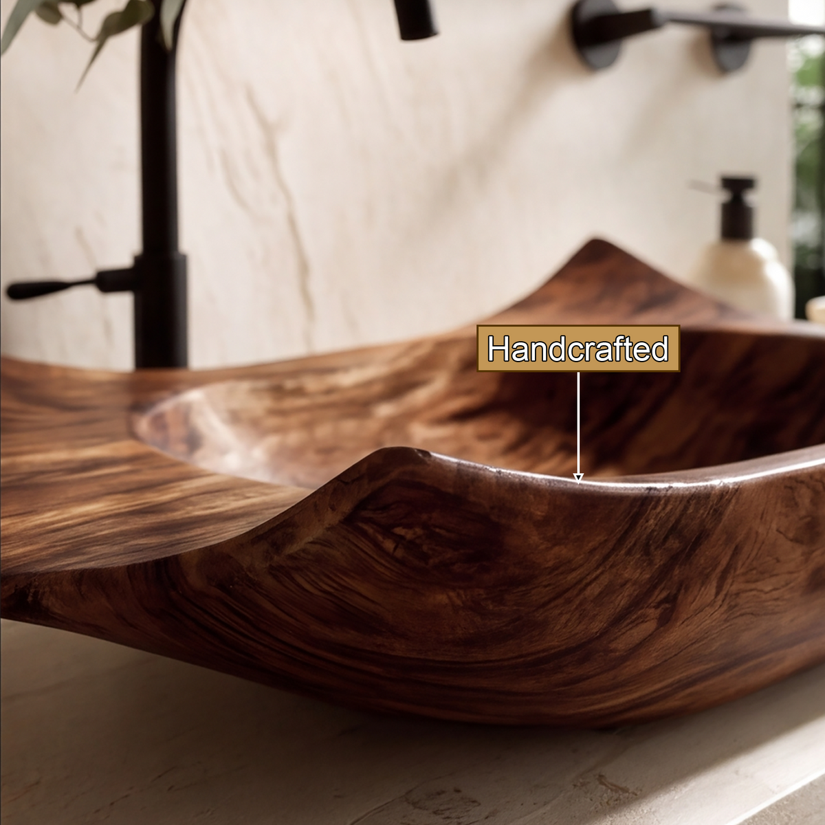 Calyra Raised-Corner Sculpted Handcrafted Vessel Sinks - Timberustic Vessel Sinks