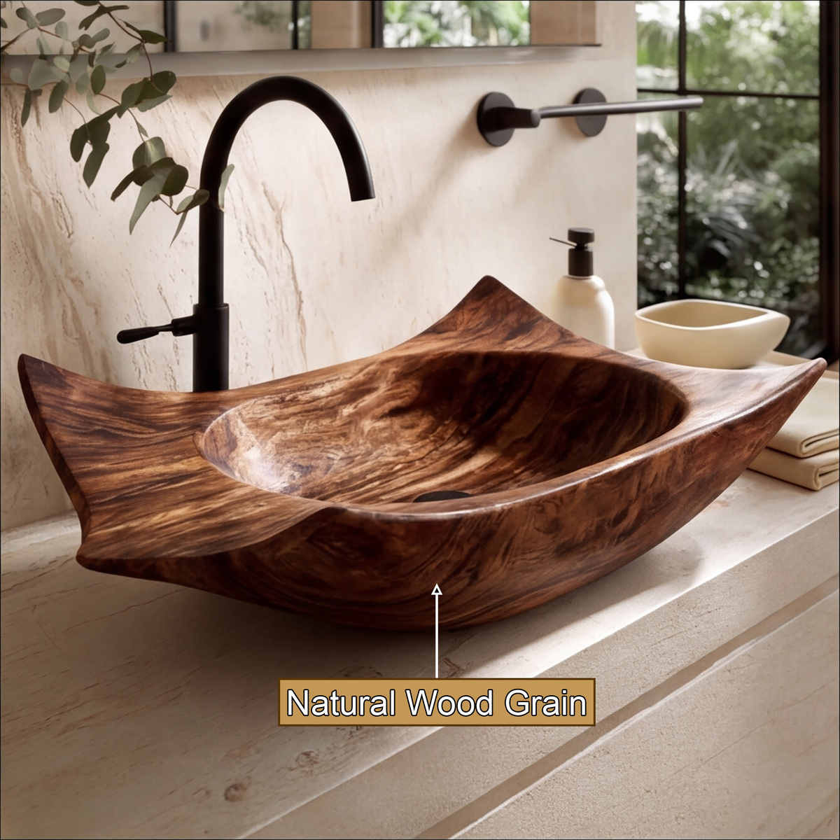 Calyra Raised-Corner Sculpted Handcrafted Vessel Sinks - Timberustic Vessel Sinks