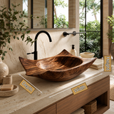 Calyra Raised-Corner Sculpted Handcrafted Vessel Sinks - Timberustic Vessel Sinks