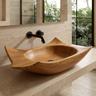 Calyra Raised-Corner Sculpted Handcrafted Vessel Sinks Teak - Timberustic Vessel Sinks