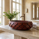 Calythra Layered Petal Handcrafted Vessel Sinks Mahogany - Timberustic Vessel Sinks