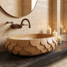 Calythra Layered Petal Handcrafted Vessel Sinks Natural Oak - Timberustic Vessel Sinks
