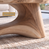 Calyven Oval-Top Sculpted Handcrafted Coffee Table by Timberustic — handcrafted details