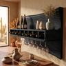Caskora Live Edge Floating Wine Shelf by Timberustic — Black finish