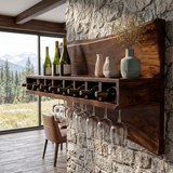 Caskora Live Edge Floating Wine Shelf by Timberustic — Dark Walnut finish