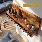Caskora Live Edge Floating Wine Shelf by Timberustic — Natural Wood Grain