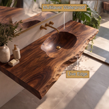 Cavaryn Sculpted Edge Handcrafted Floating Bathroom Vanity with Integrated Sink - Timberustic Floating Bathroom Vanity with Integrated Sink